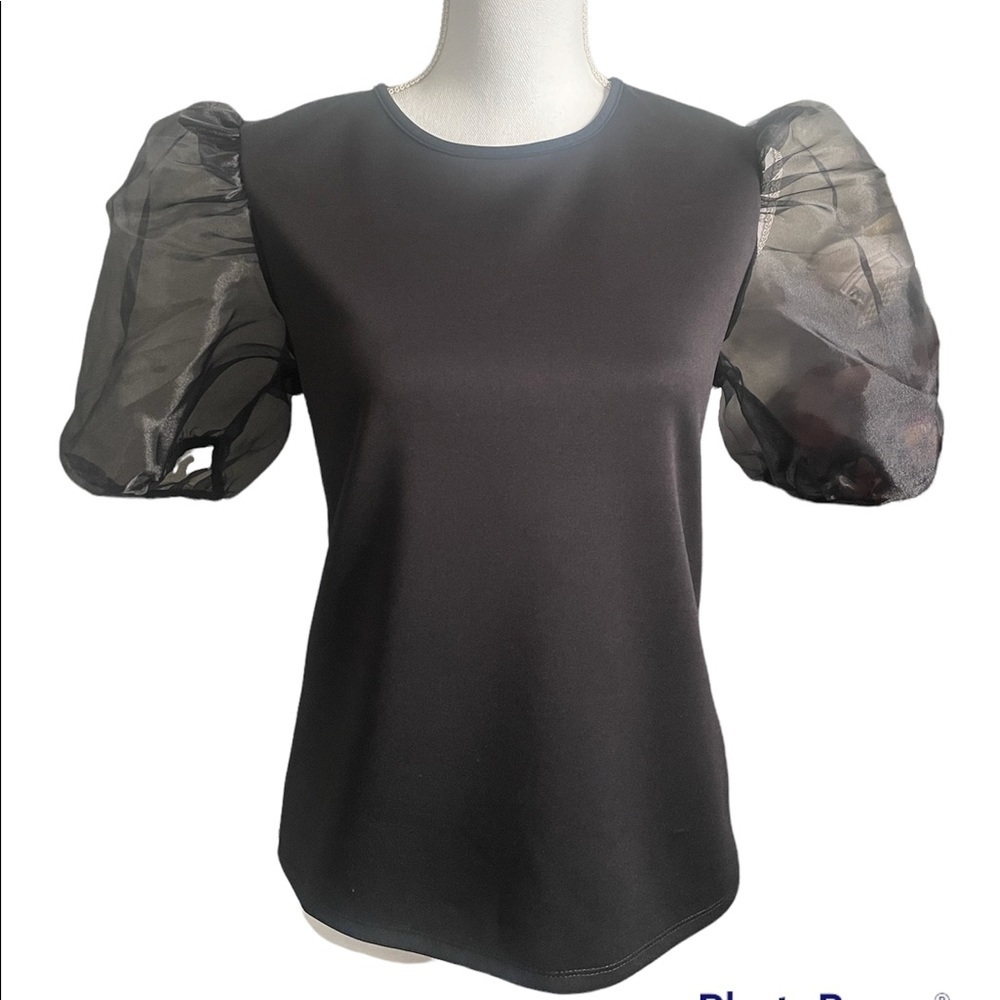 Dalin Puff Sleeve Black Fashion Chic Blouse Top Trendy Going Out Size Medium